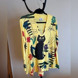 Yellow cute cat light weight top by inoah
